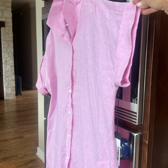 KAL RIEMAN KIMONO SHIRT DRESS, NWT, short sleeve, collared, light pink, size XL - Picture 4 of 14